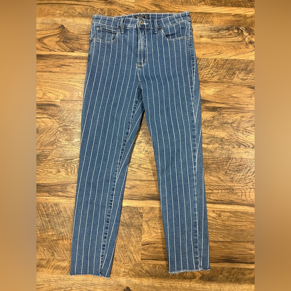 Abercrombie & Fitch Striped Simone High Rise Ankle Jeans